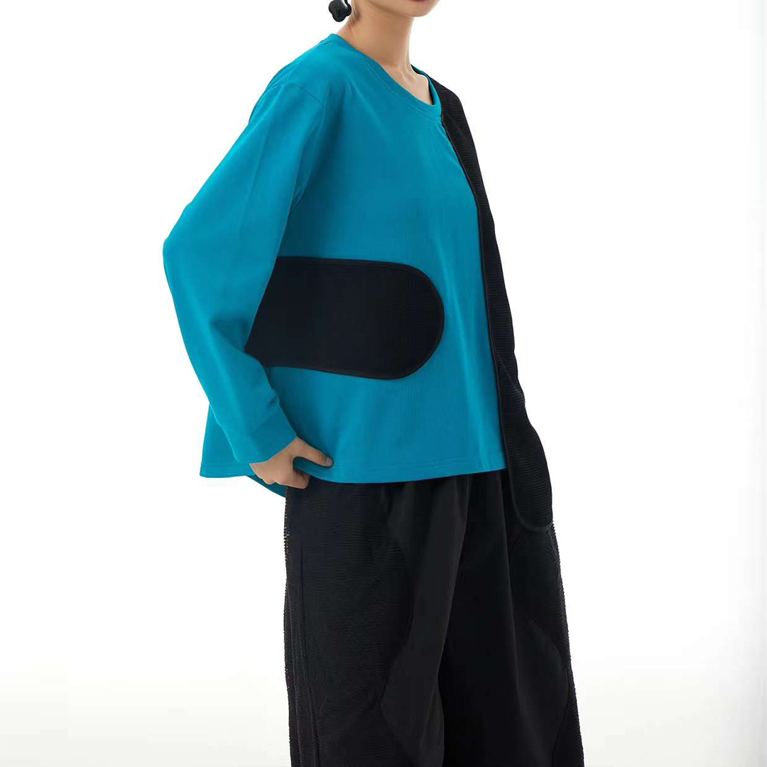 Contrast Blue Patchworks Jumper