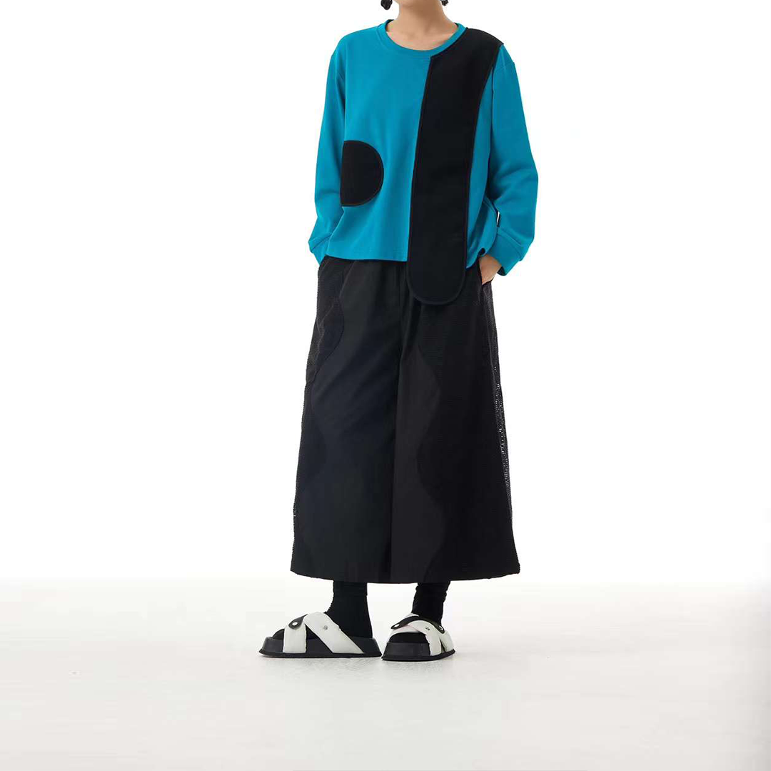 Contrast Blue Patchworks Jumper