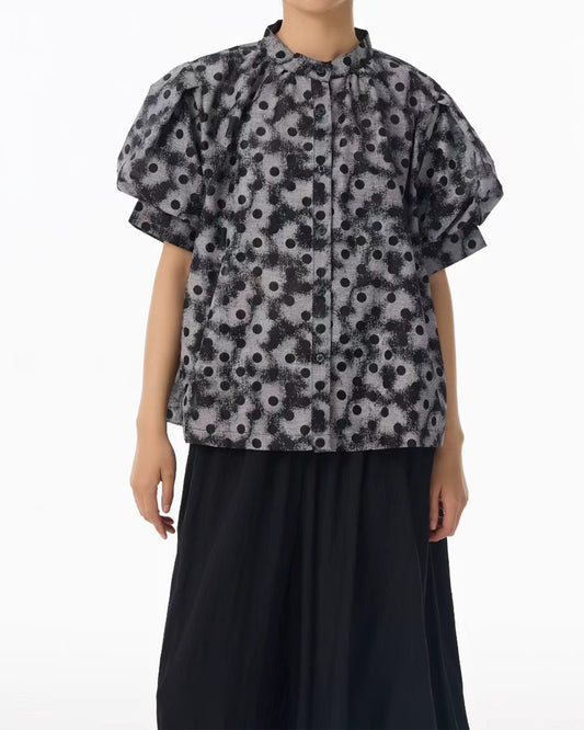 Polka Dot Puff Sleeve Top – Cute Short-Sleeve Blouse