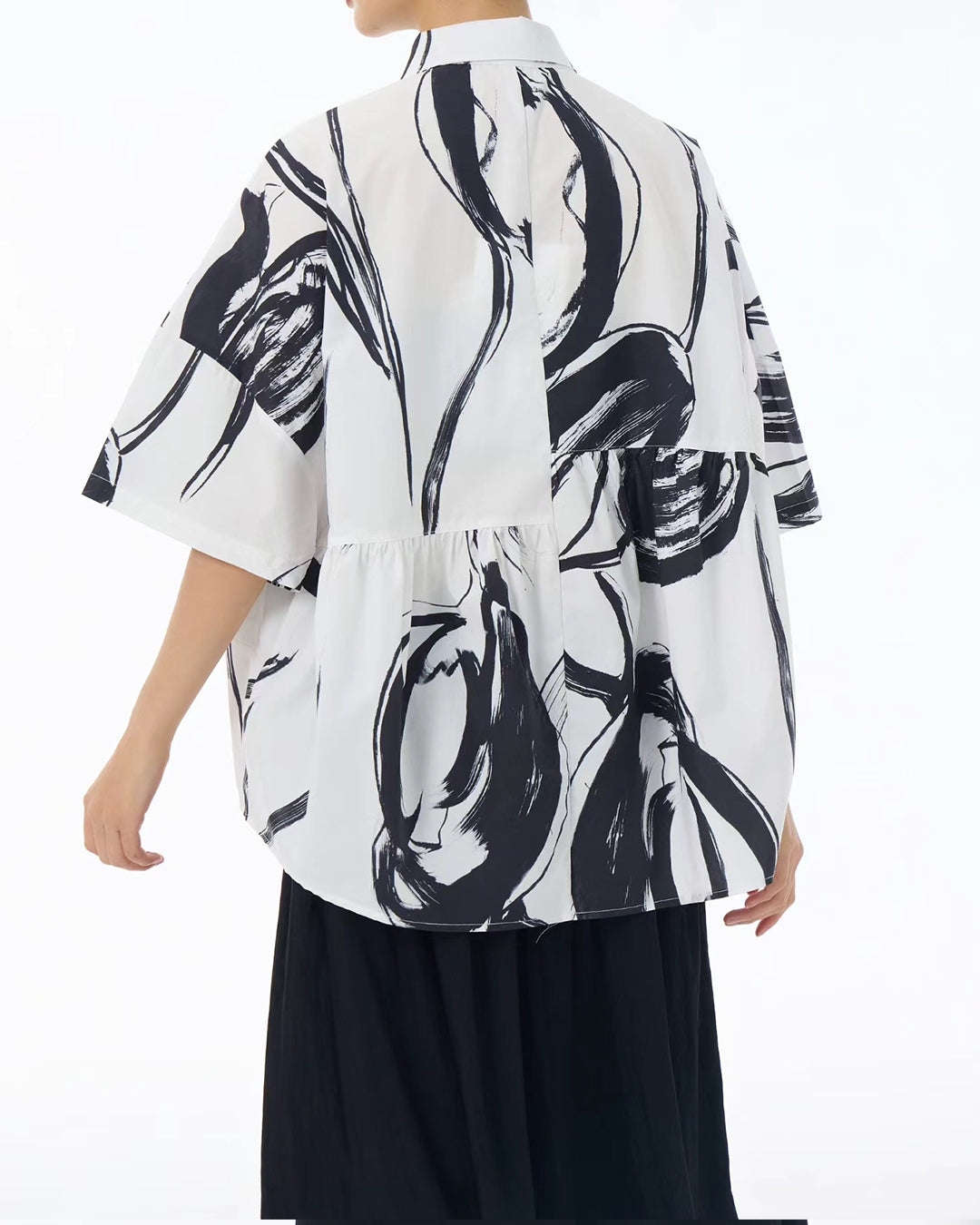 Ink Abstract Print Short Sleeves Shirt