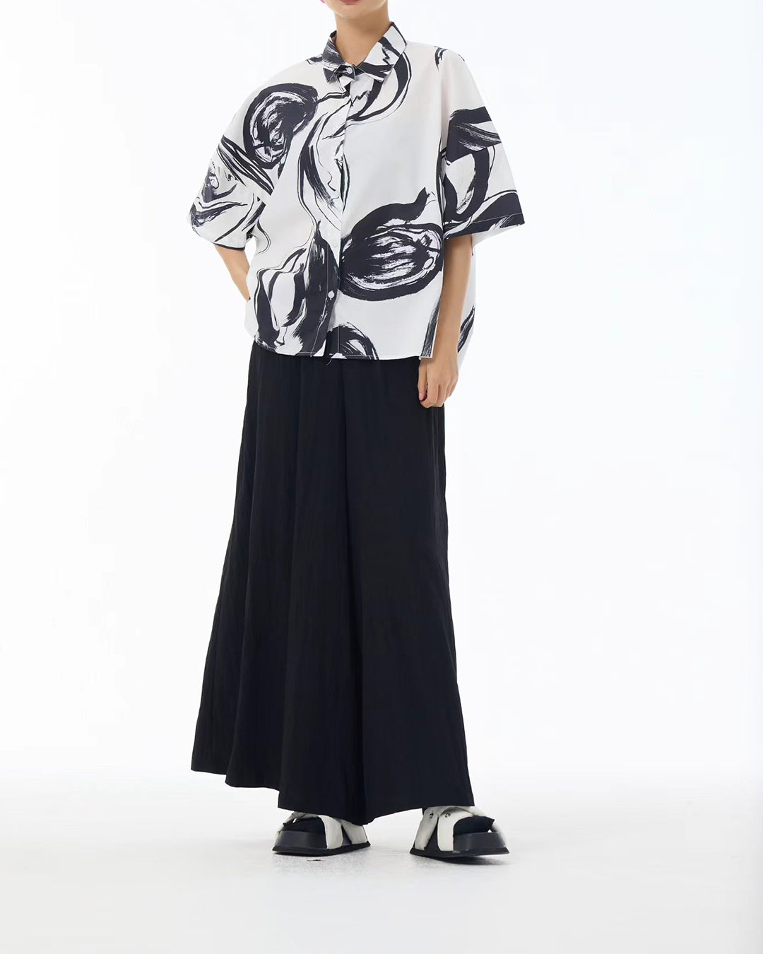 Ink Abstract Print Short Sleeves Shirt