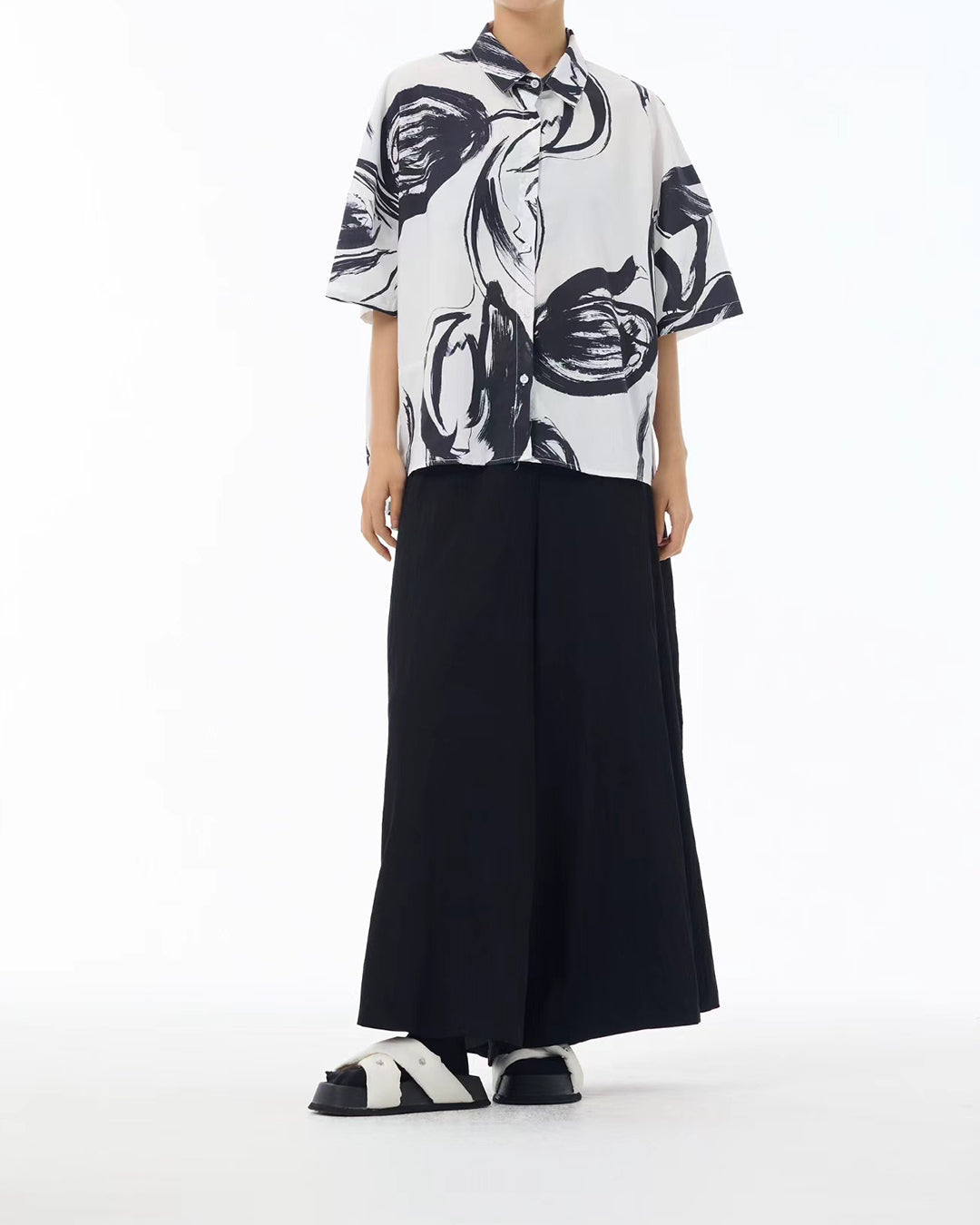 Ink Abstract Print Short Sleeves Shirt