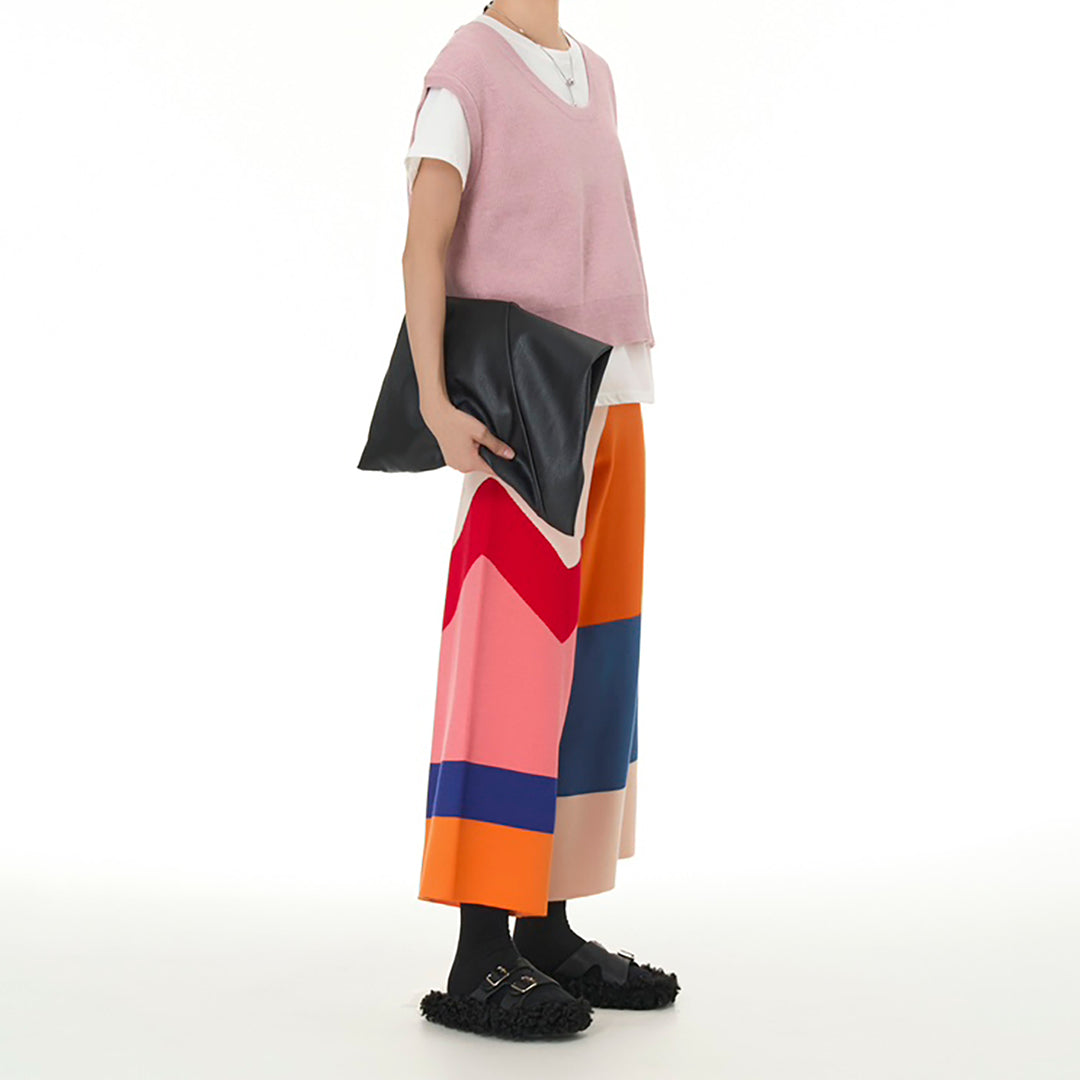 Colour block Knit Sweater Pants