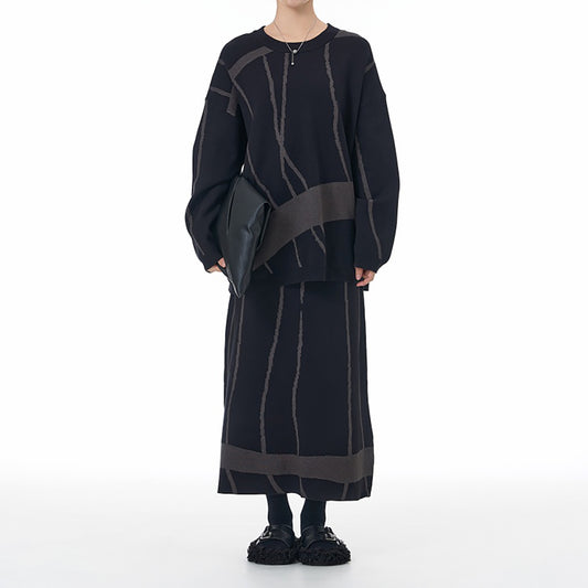 Designer Knit Set with Placement Abstract Motifs