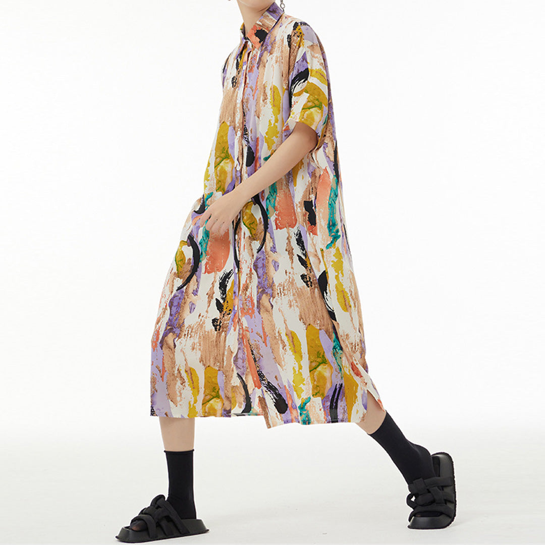 In Stock Colourful Graffiti Loose Fit Dress