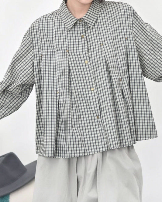 Stud-Embellished Plaid Shirt