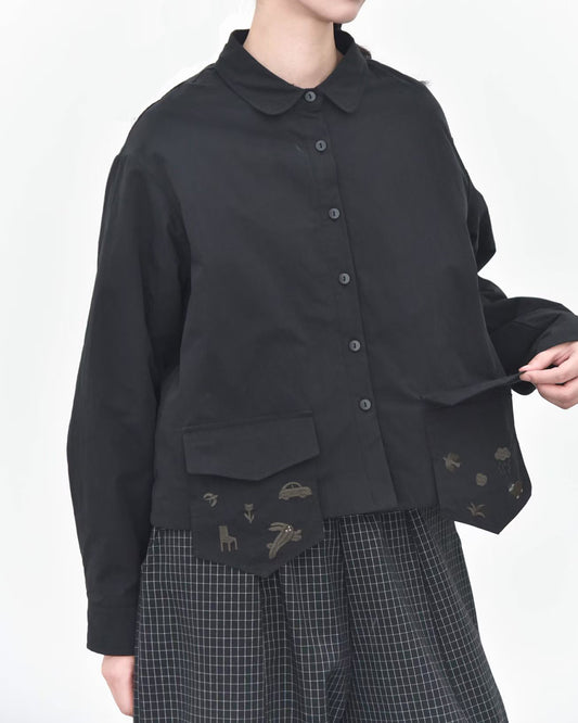 3D Embroidered Padded Jacket with Extended Pockets