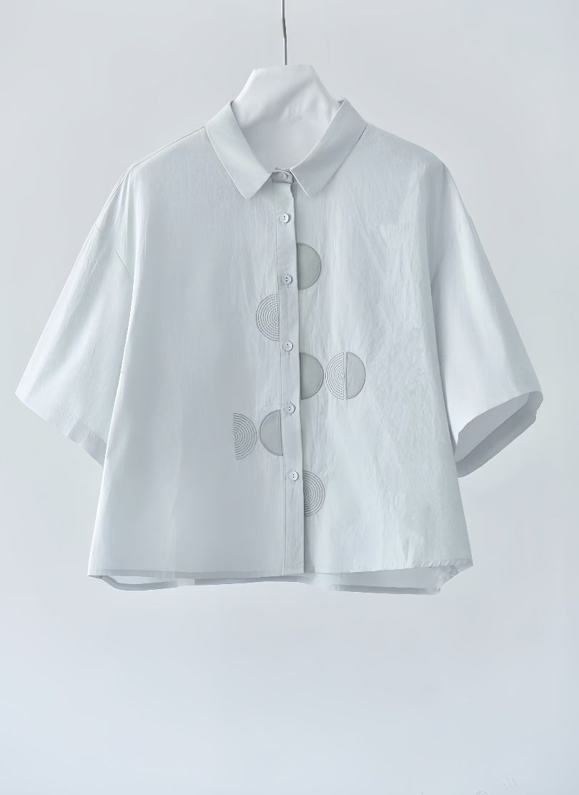 Mixed Half-Circles Motif Embroidery Shirt