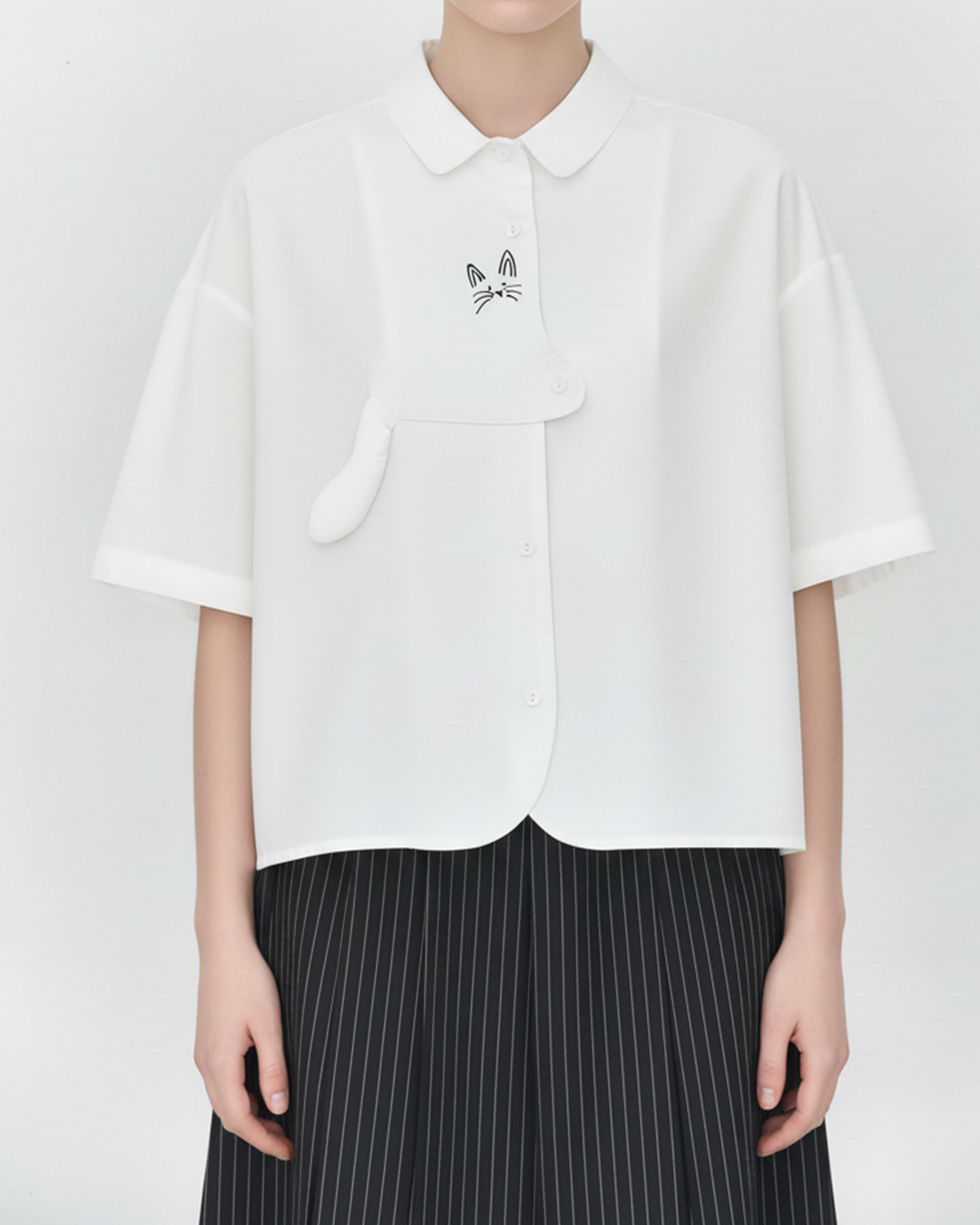 Cat Cloud Tail Short Sleeves Cotton Shirt