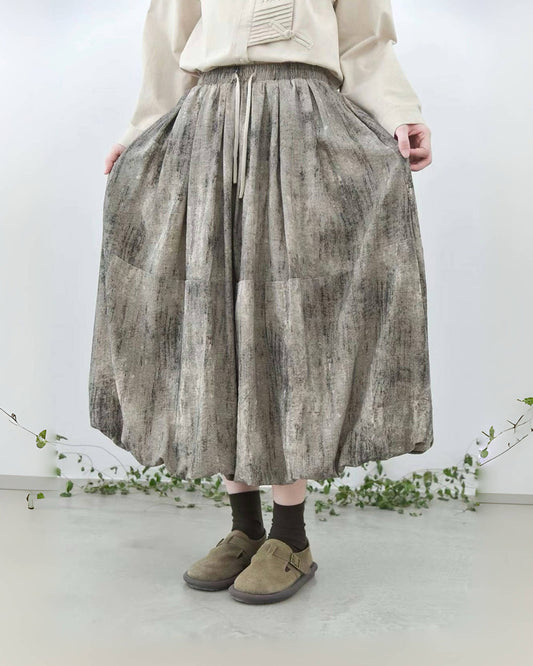 Tie-Dye Artistic Ballon Skirt in Draped Vintage Wash Fabric