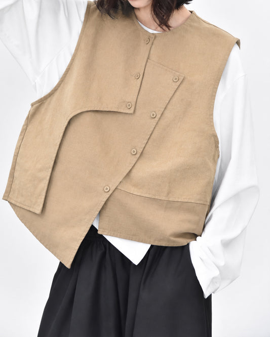 Asymmetric Panelled Tie-Dye Vest