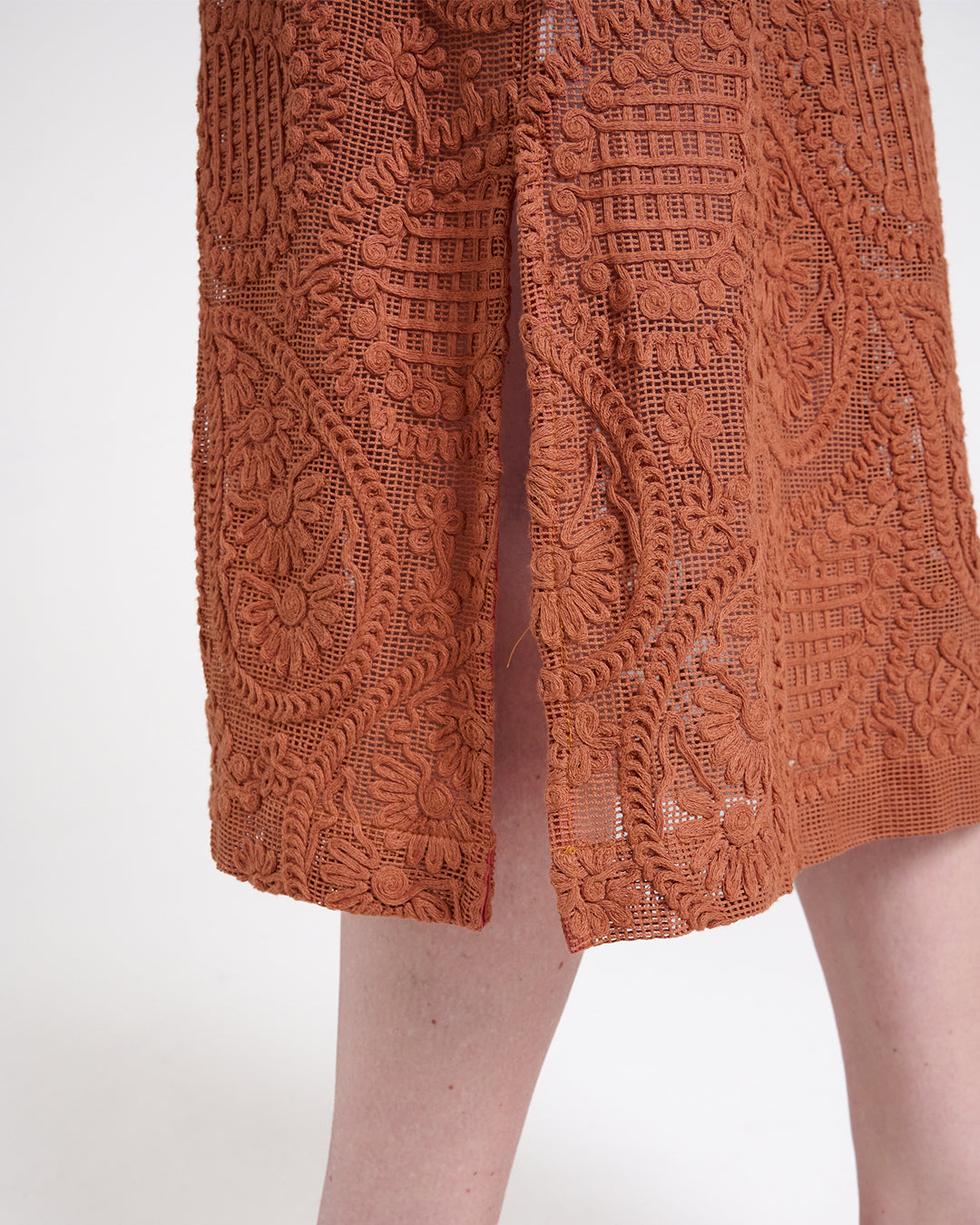 Elegant Baroque Lace Coat with Waist Belt