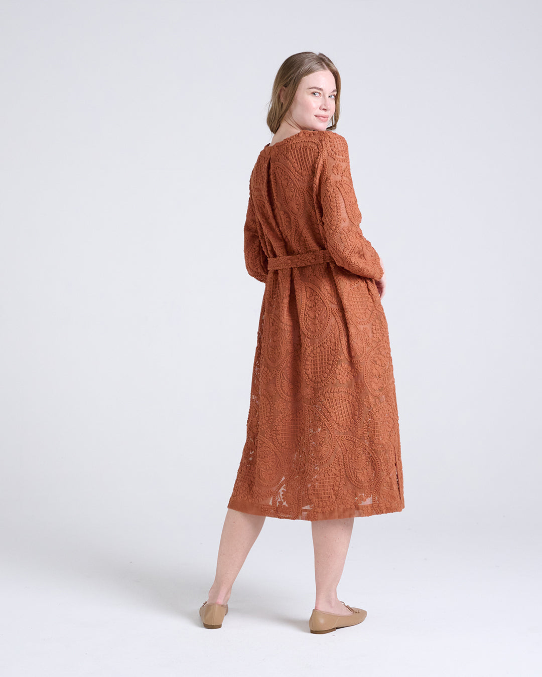 Elegant Baroque Lace Coat with Waist Belt