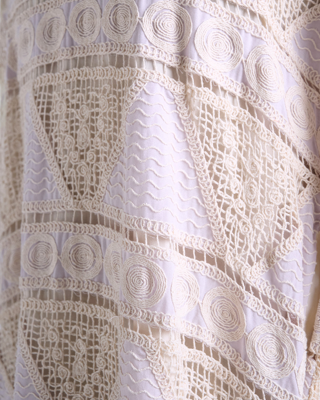 Heavy Lace Cotton Dress in Blush Purple with Puff Elbow Sleeves