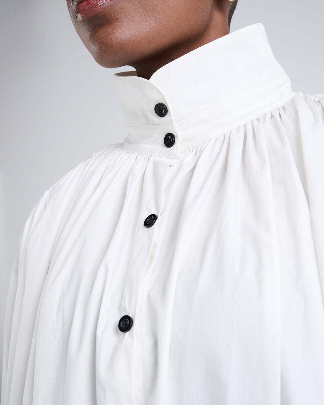 Two Way Sleeves Loose Fit Cotton Long Sleeves Dress in White