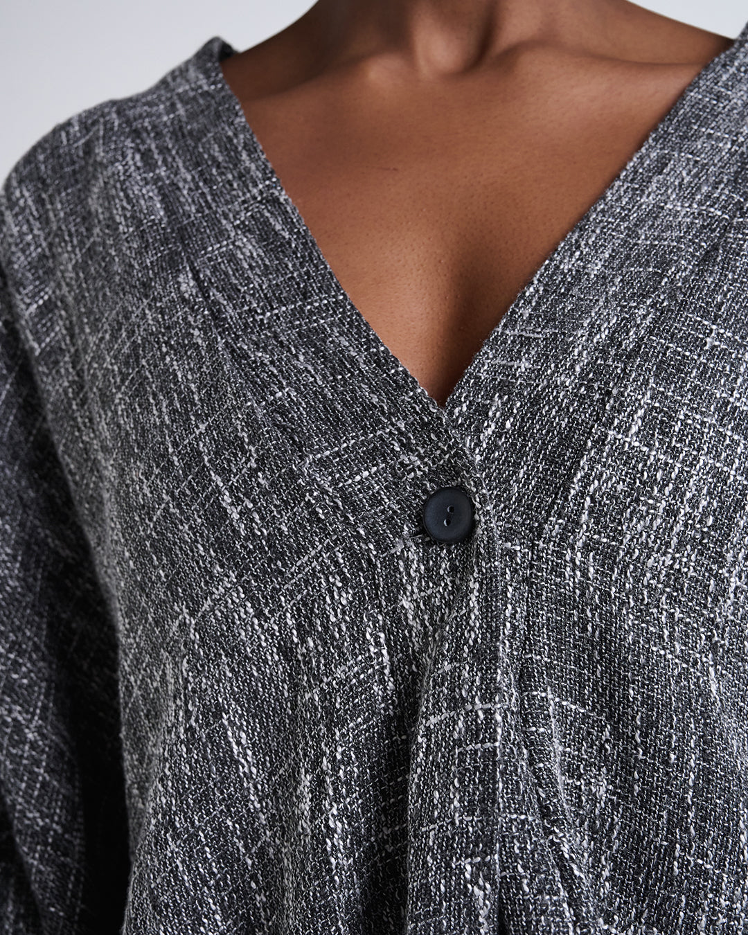 Designer Textured Linen-Blend Oversized Jacket – Batwing 5/4 Sleeves