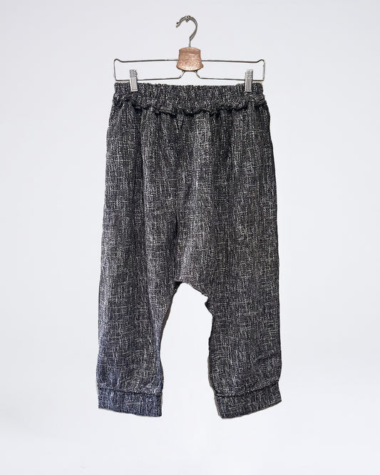 Inside-Out Cotton-Linen Drop-Crotch Pants with Tapered Cuffs and Patch Pockets