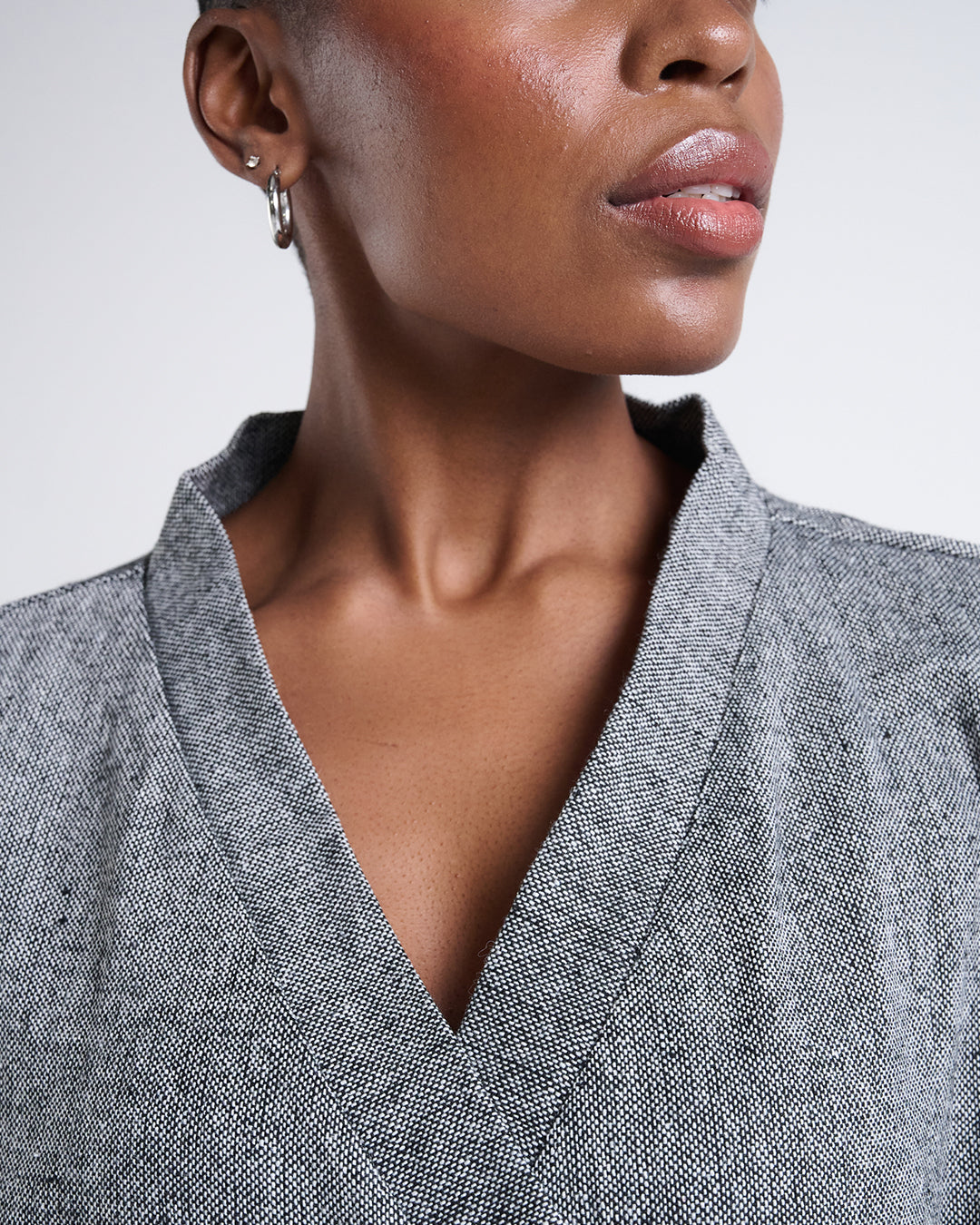 A touch of zen-Designer Asymmetric Vest in a Textured Cotton-Linen Blend