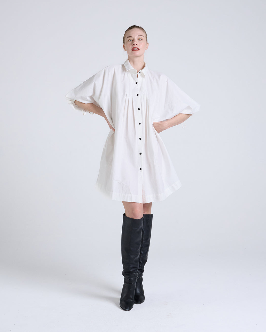 Timelessly refined- Designer Drawstring Sleeves Dress