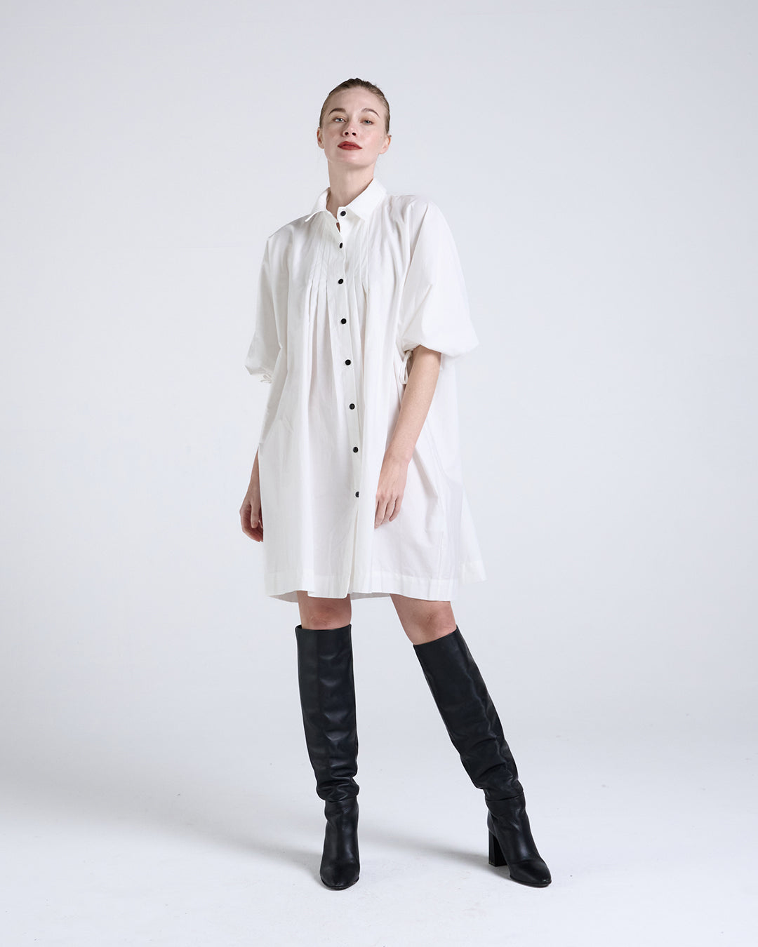 Timelessly refined- Designer Drawstring Sleeves Dress
