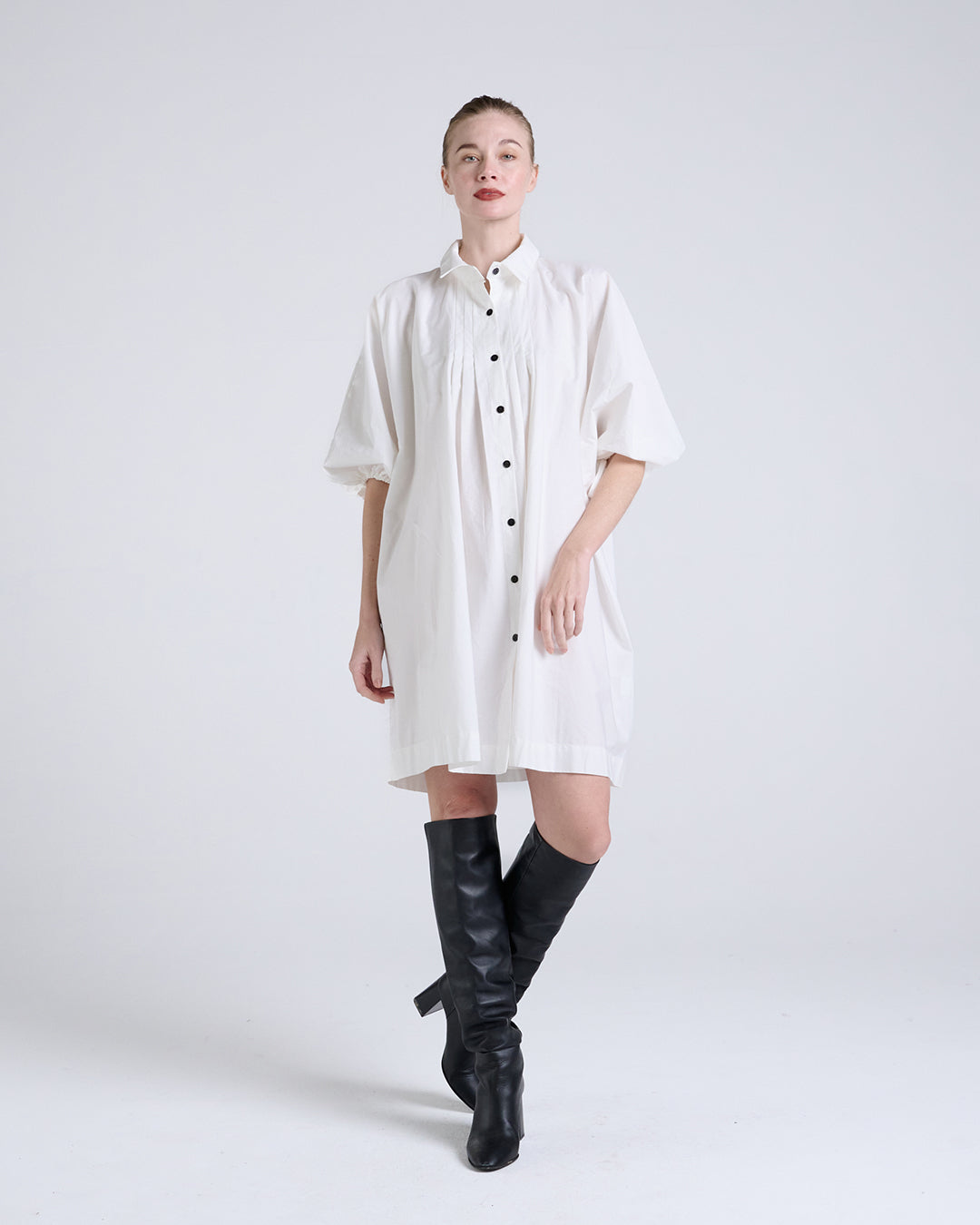 Timelessly refined- Designer Drawstring Sleeves Dress