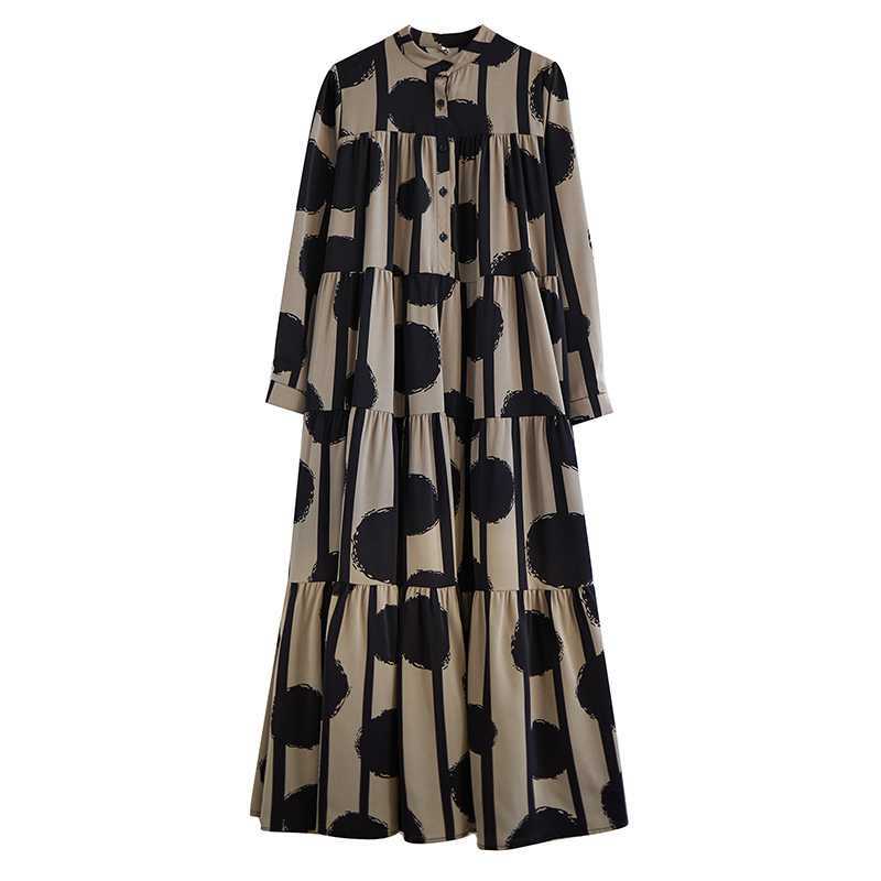 Pre-Order Artistic Ink Splash Long Sleeves Maxi Dress