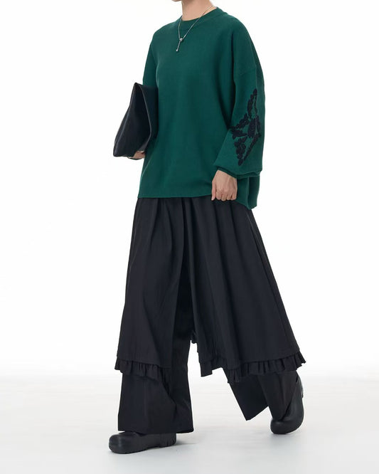 Sleeve Embroidered Knit Top