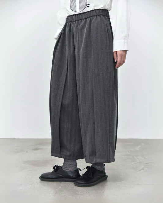 Patchwork Waistband Pinstripe Wrinkle-Resistant Pants