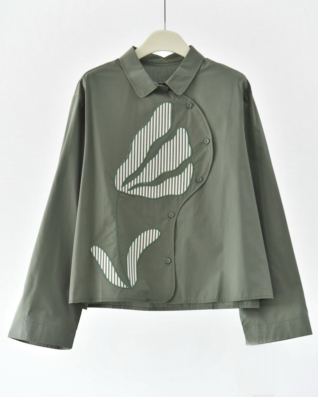 Floral Graphics Embroidered Patchwork Shirt