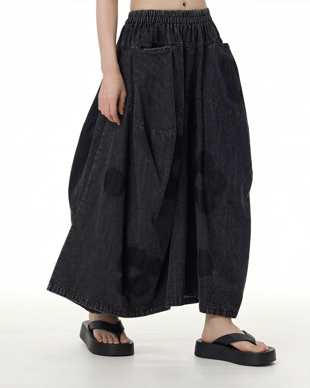 Floral & Polka-Dot Denim Skort