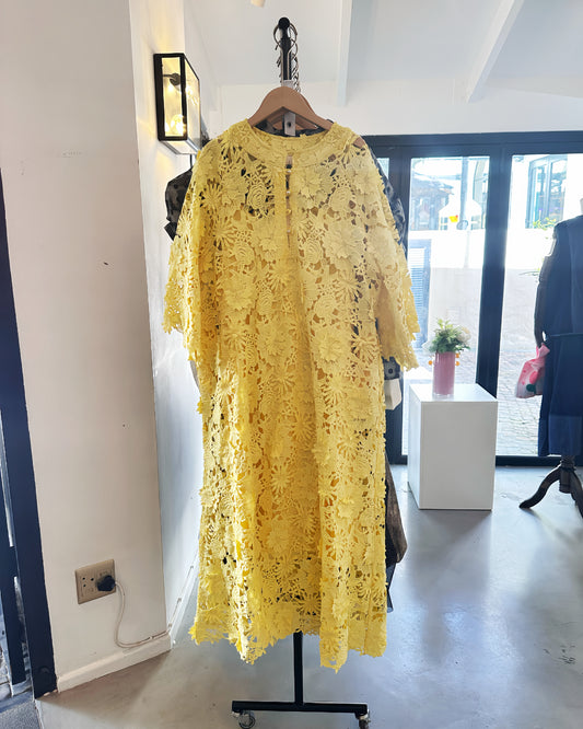 Luxury All-Over Floral Lace Loose-Fit Resort Dress