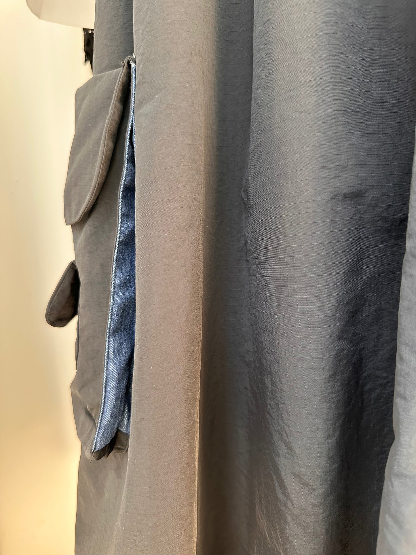 Denim Patched Bag Sports Fabric Balloon Skirt