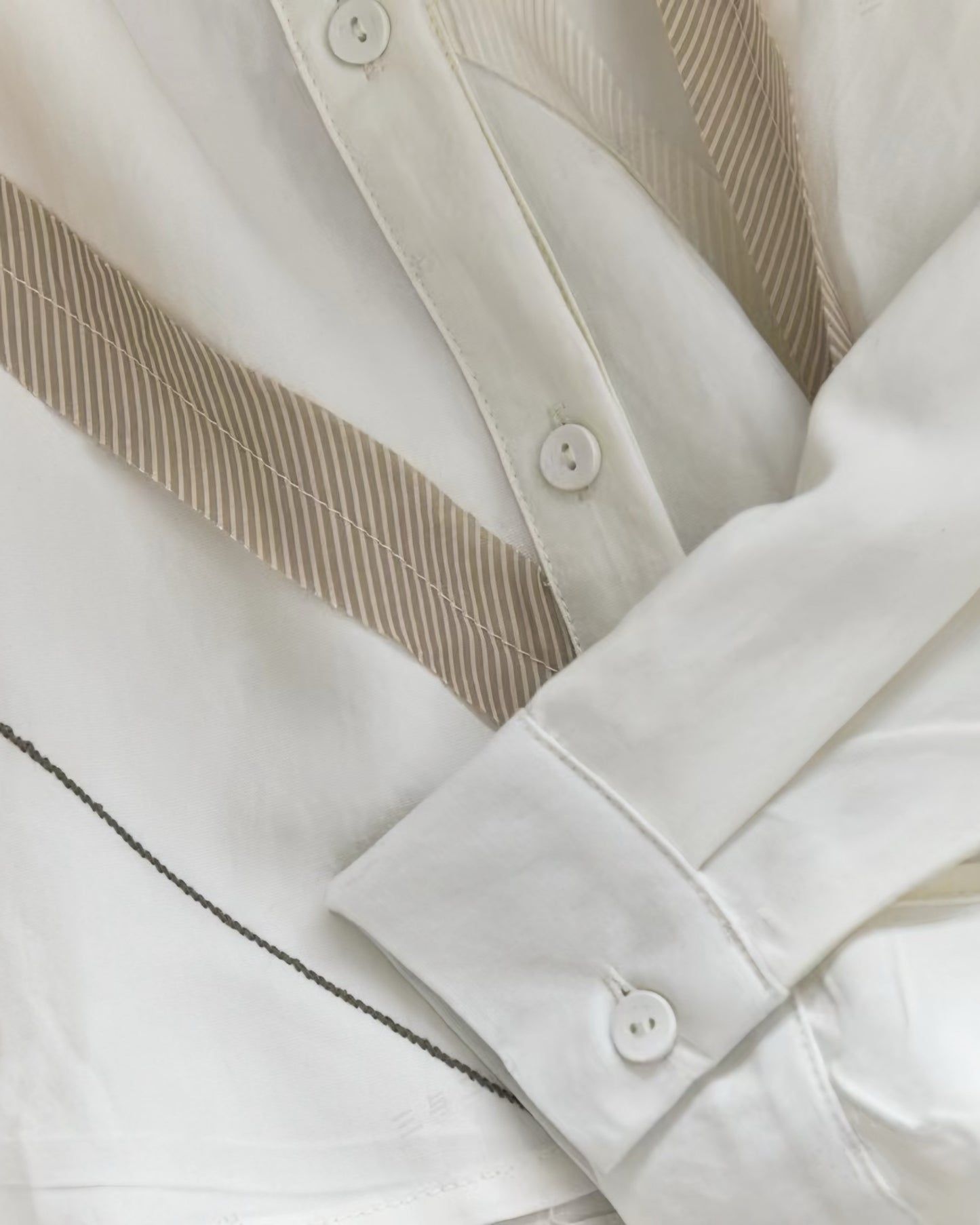 Long-Sleeve Shirt with Artistic Embroidery & Diagonal Fabric Insert