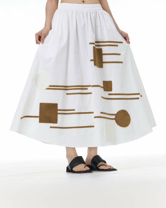 Geometric Chenille Embroidery Cotton Skirt