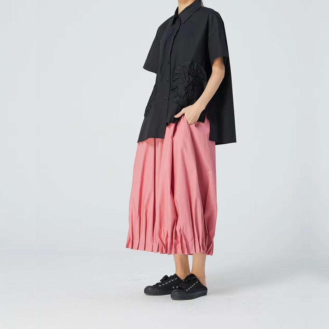 Flower Bulb Wide Leg Cotton Balloon Pants