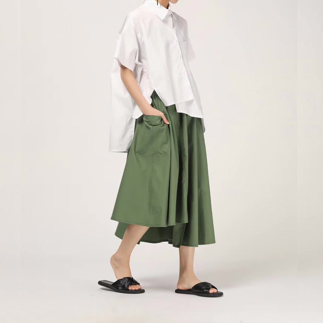 Irregular Cutting Stylish Cotton Shirt Available in White