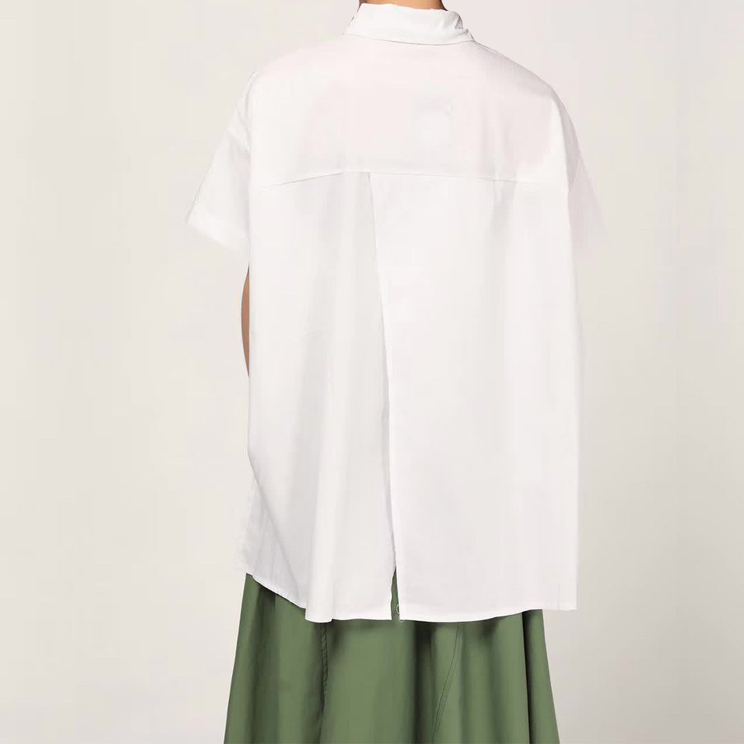 Irregular Cutting Stylish Cotton Shirt Available in Three Colours