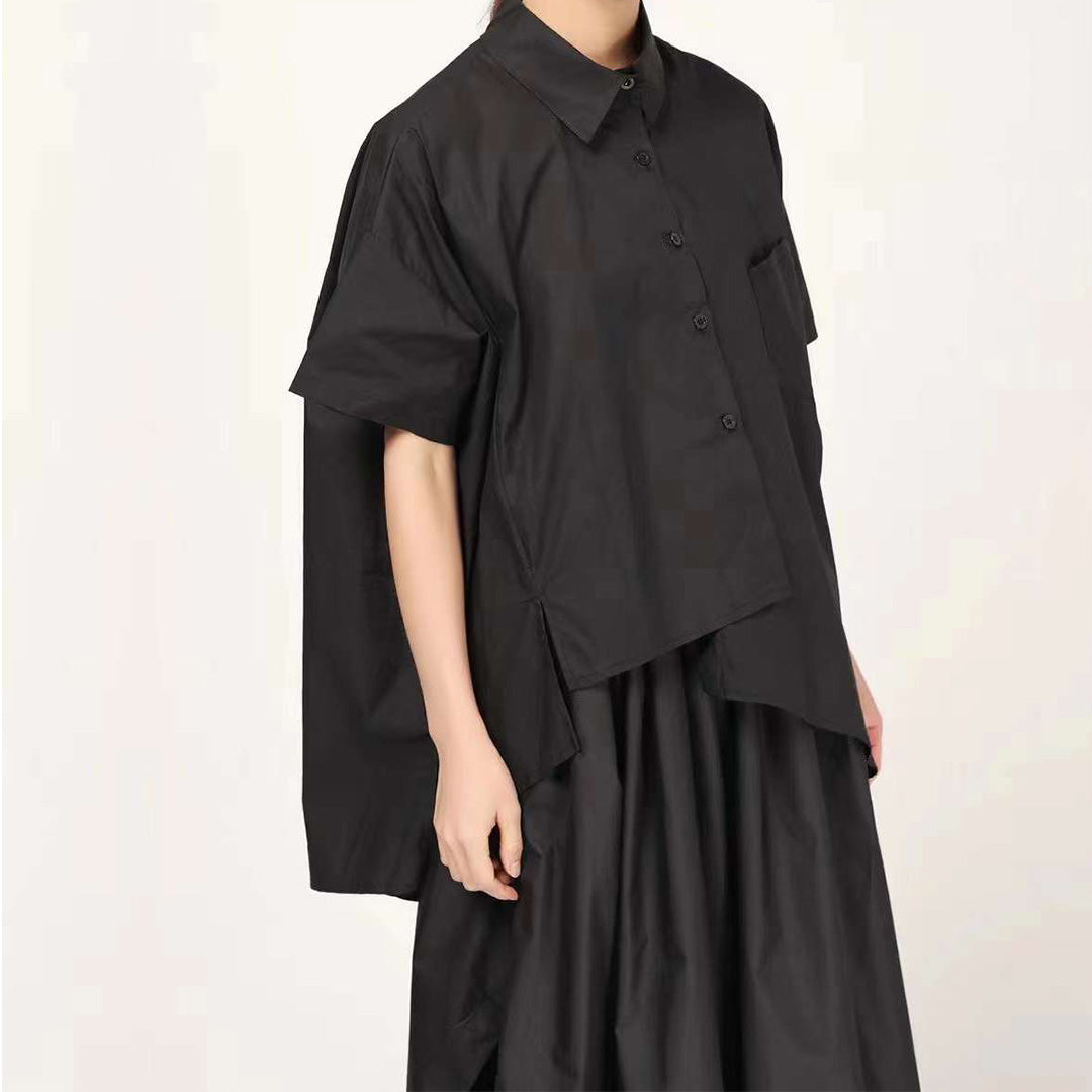 Irregular Cutting Stylish Cotton Shirt Available in White