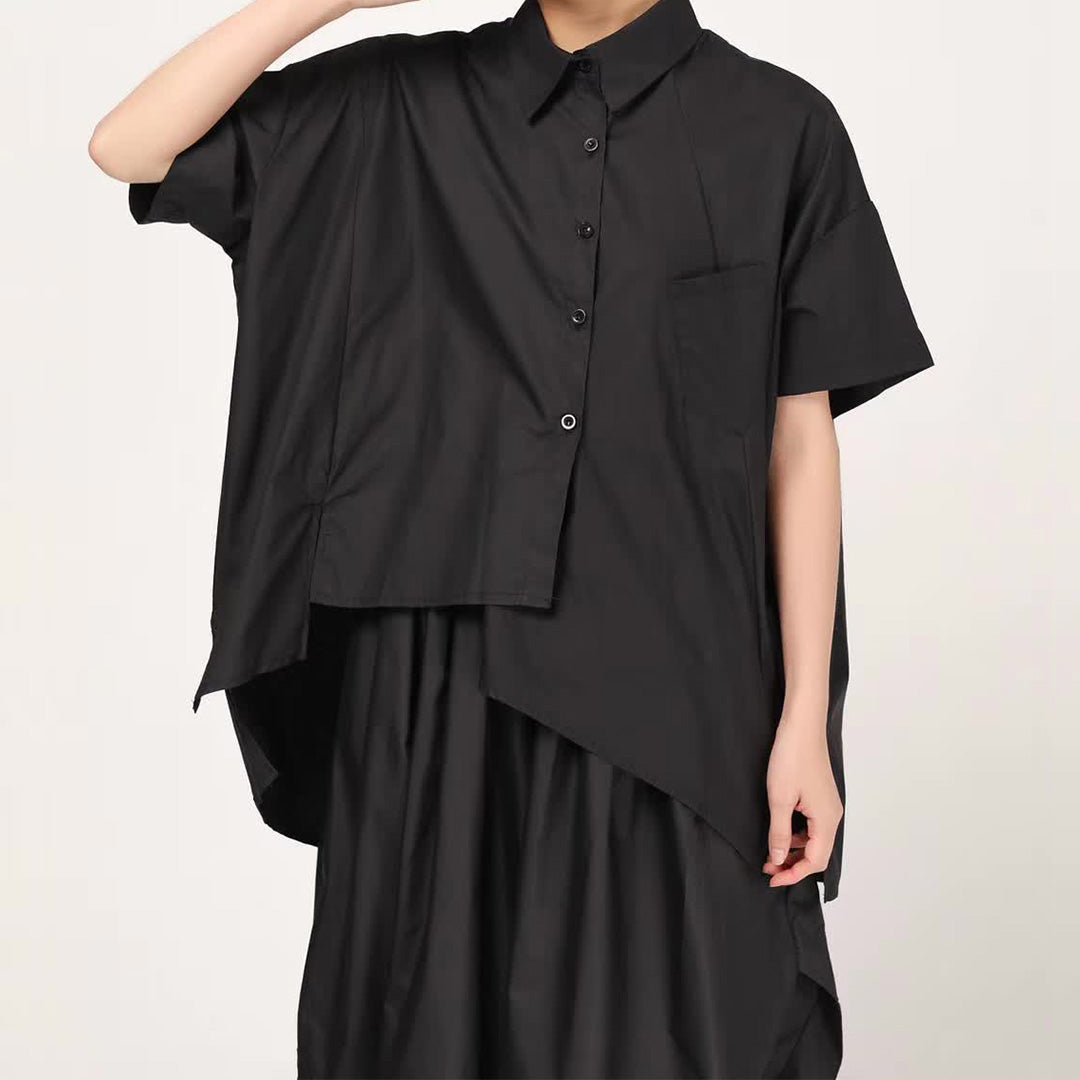 Irregular Cutting Stylish Cotton Shirt Available in White