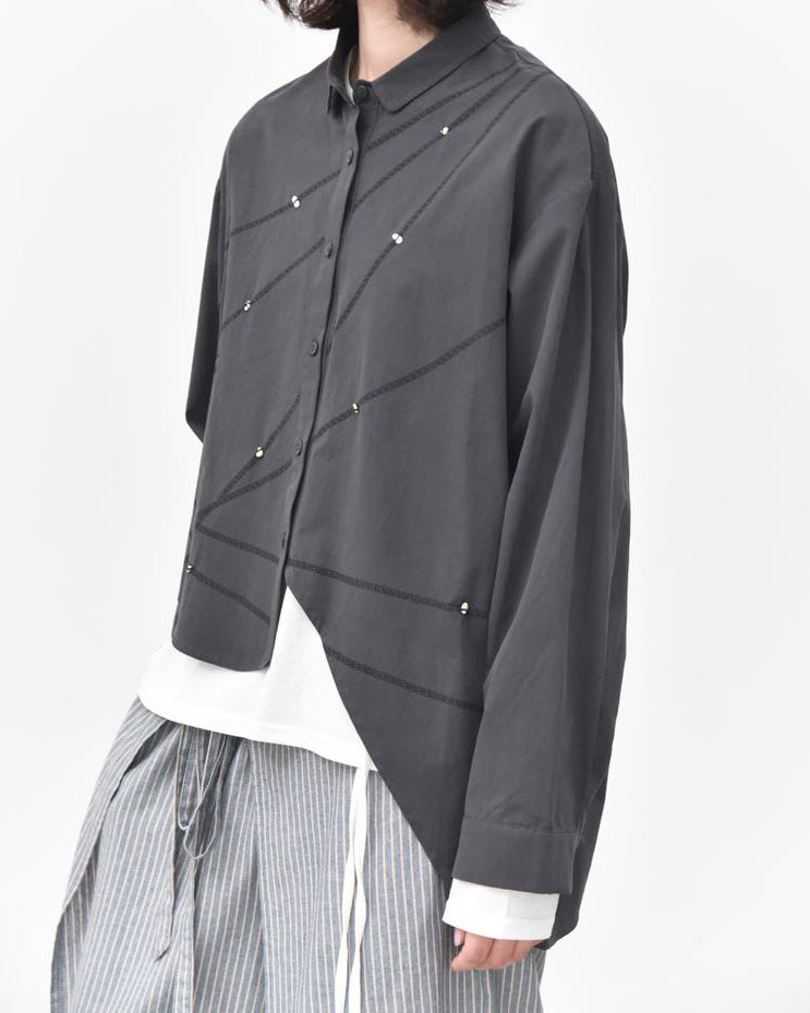 Chain Print Shirt with Stone Embellishments