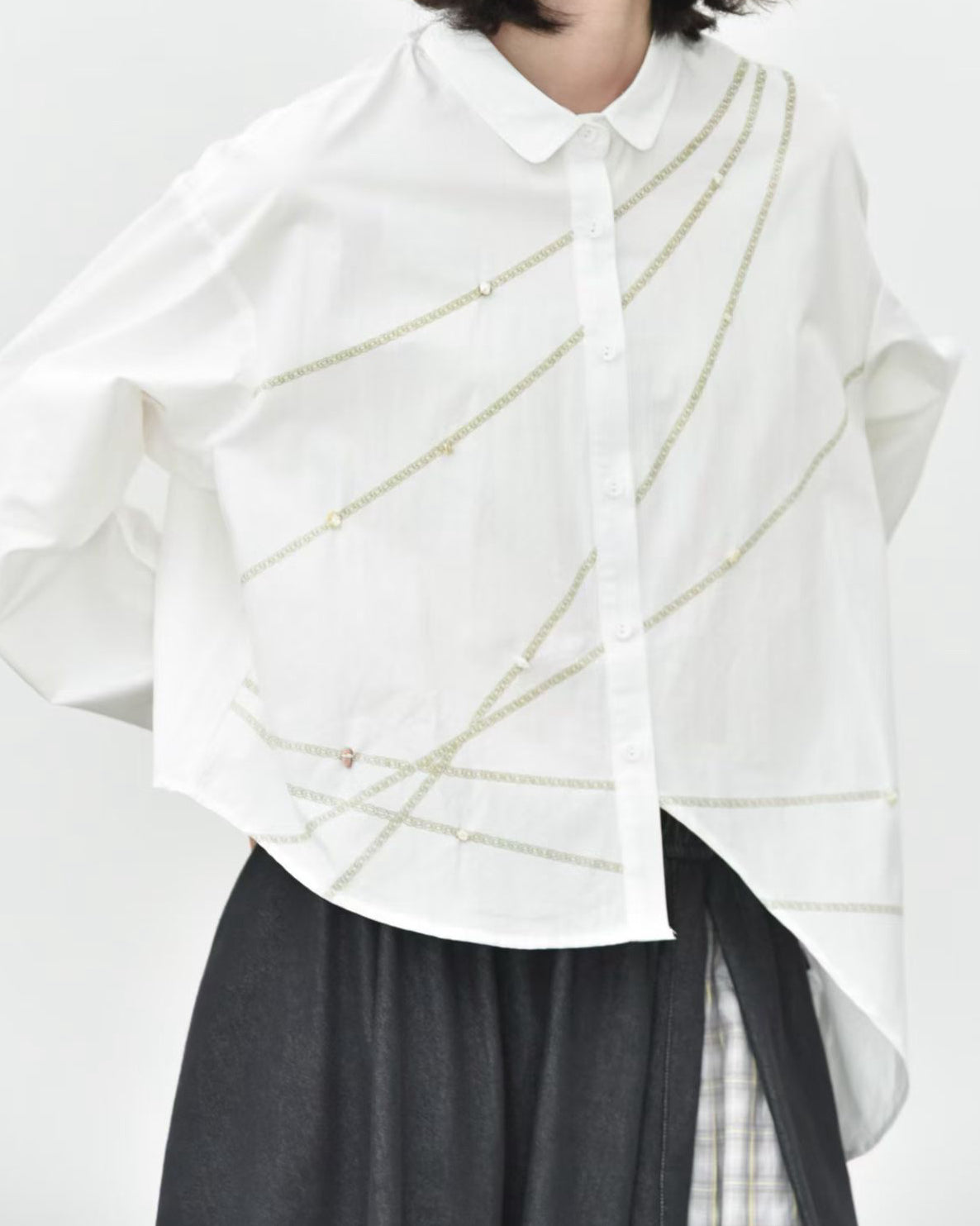 Chain Print Shirt with Stone Embellishments
