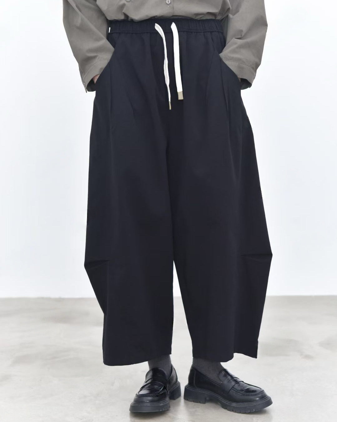 Washed Denim-Effect Relaxed Banana Pants