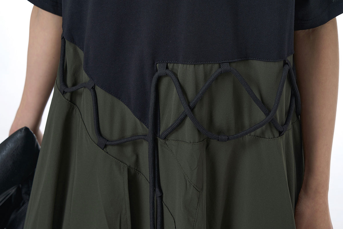 Pre-order Zigzag Lace-Up Detail Dress