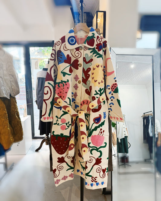Statement Heavy Linen jacket Featuring Full-body Embroidery