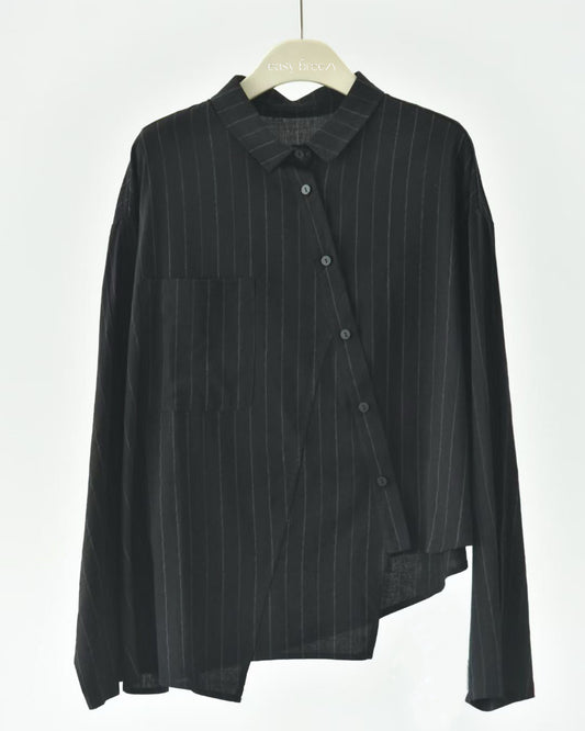 Asymmetrical Stripe Placket Shirt