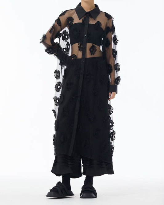 Pre-order 3D Lace Appliqué Sheer Dress
