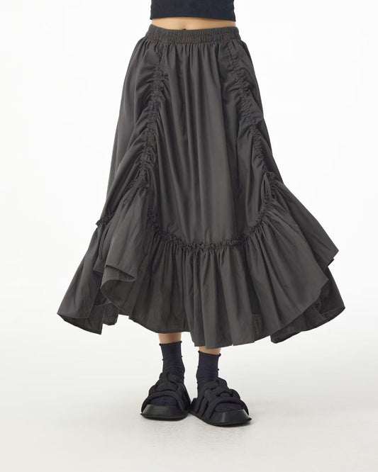 Pre-order Voluminous Ruffle Skirt with Drawstring Shirring