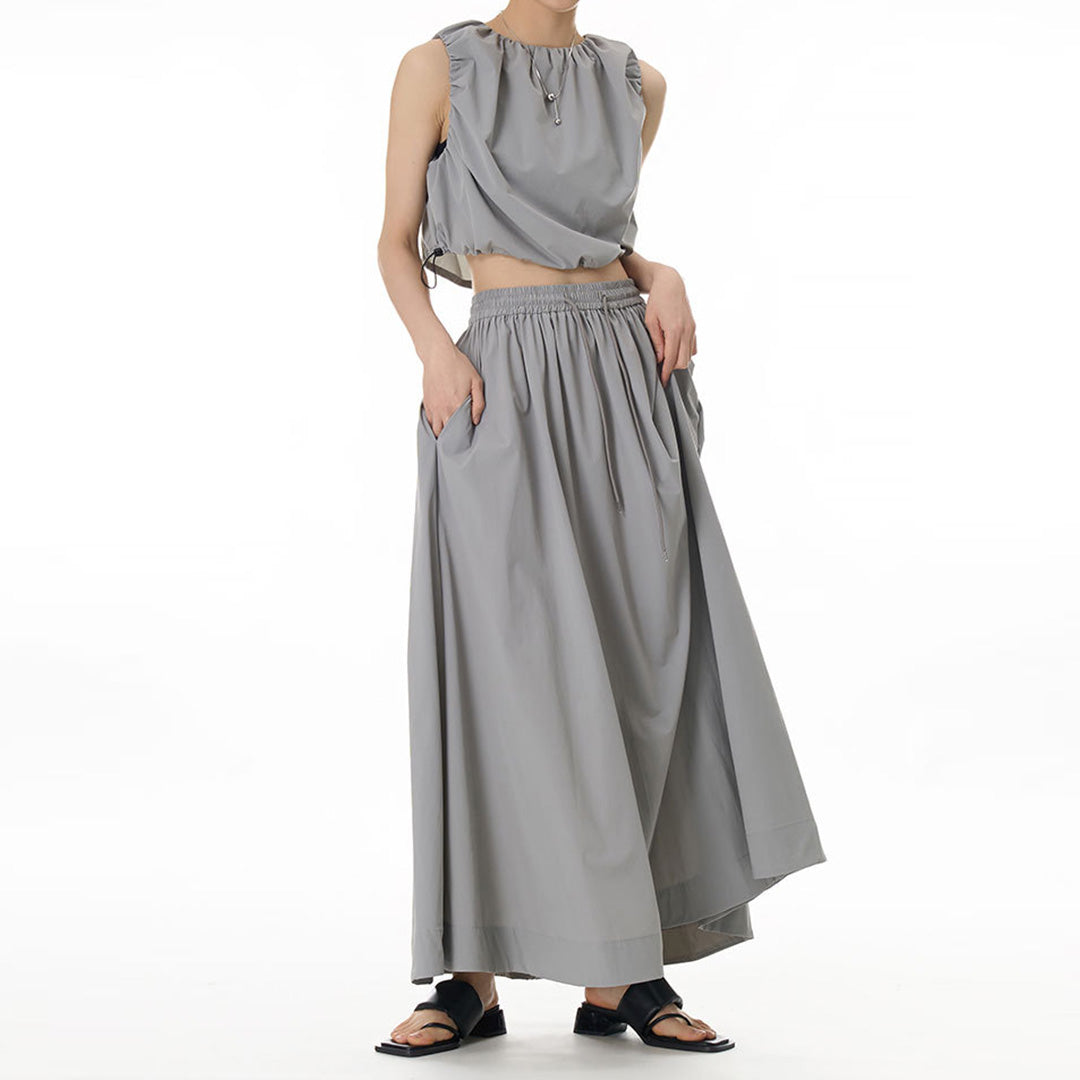Pre- Order Draping Loose Fit Long Skirt