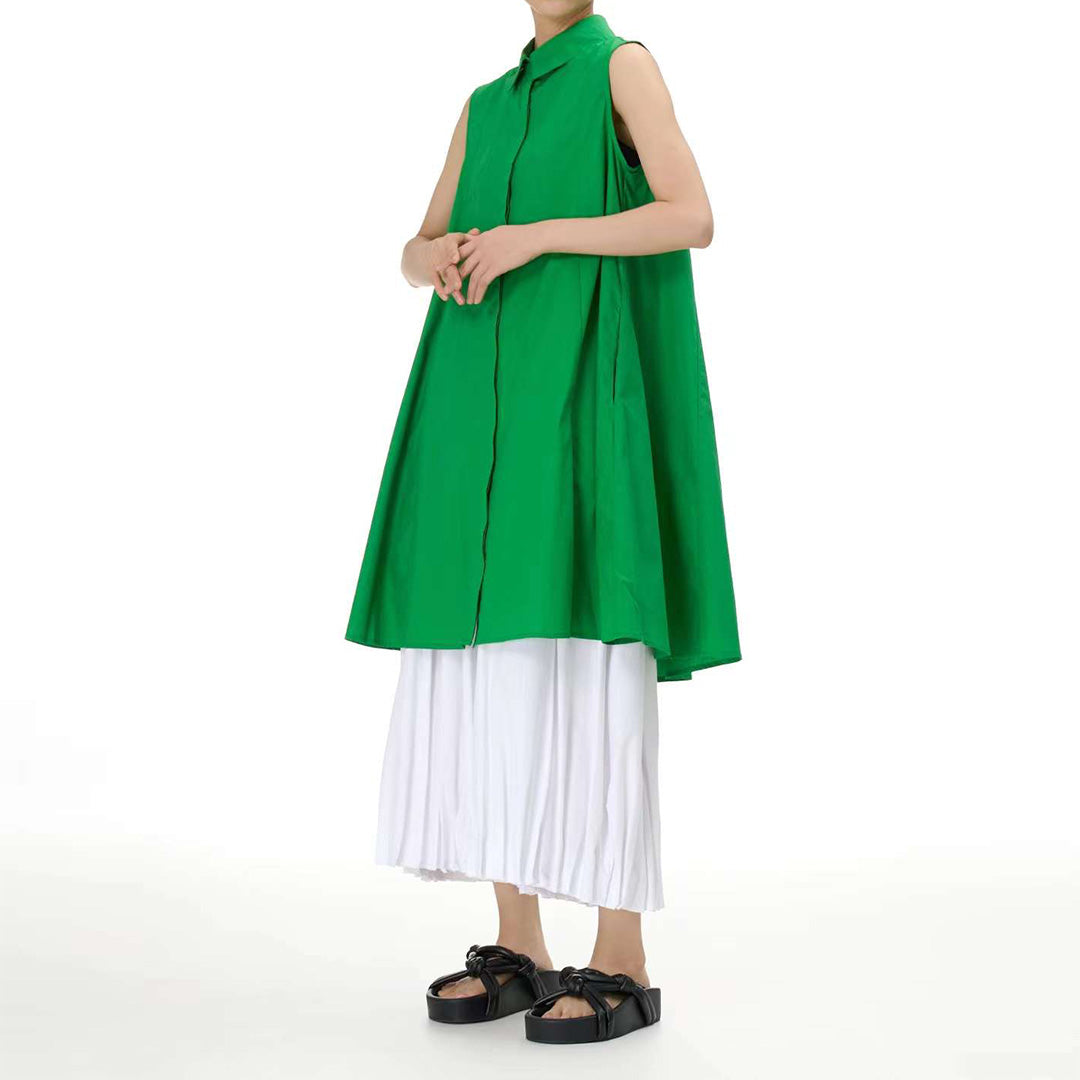 A-Shape Sleeveless Cotton Dress/ Long Top