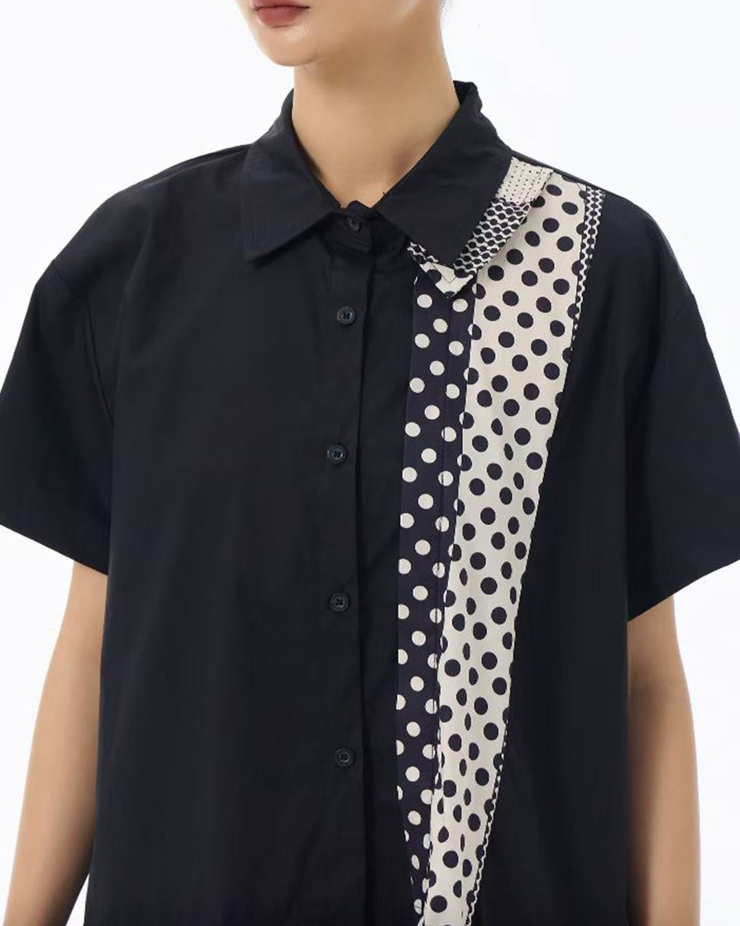 Dot Mesh Layered Patchworks Long Top